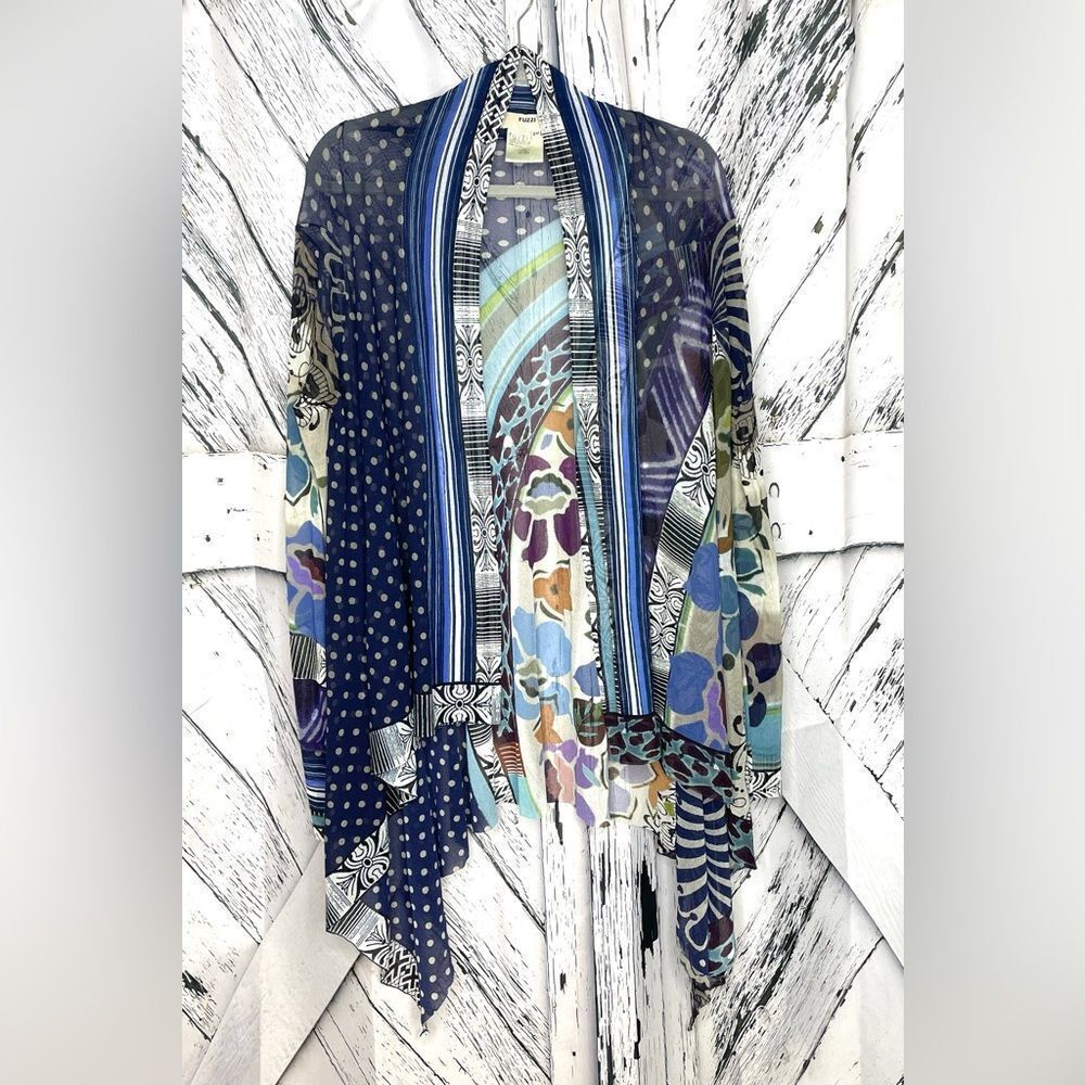 Fuzzi by Jean Paul Gaultier Mesh Kimono Multi Pattern Print Size XL